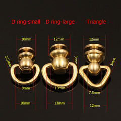 B 10Pcs Brass Ball Post Studs Rivet with D ring Screwback Round Head Nail Spots Swivel 360 Rotate Head Spikes Leather Craft DIY