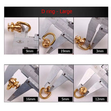 Load image into Gallery viewer, B 10Pcs Brass Ball Post Studs Rivet with D ring Screwback Round Head Nail Spots Swivel 360 Rotate Head Spikes Leather Craft DIY