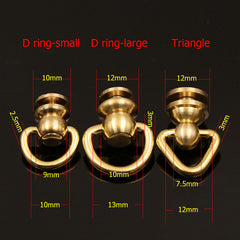 B 10Pcs Brass Ball Post Studs Rivet with D ring Screwback Round Head Nail Spots Swivel 360 Rotate Head Spikes Leather Craft DIY