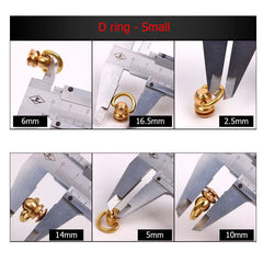 B 10Pcs Brass Ball Post Studs Rivet with D ring Screwback Round Head Nail Spots Swivel 360 Rotate Head Spikes Leather Craft DIY