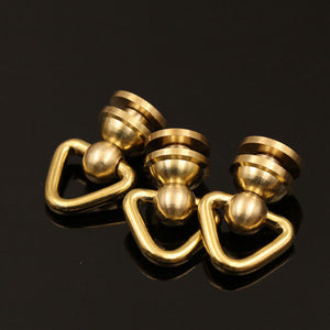 B 10Pcs Brass Ball Post Studs Rivet with D ring Screwback Round Head Nail Spots Swivel 360 Rotate Head Spikes Leather Craft DIY