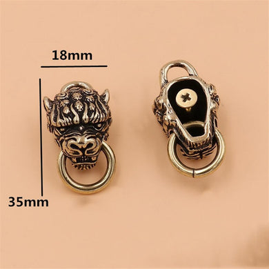 B 5 pcs Solid brass animal head design conchos screwback rivets leather craft bag wallet chain ring connector decoration button