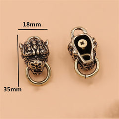 B 5 pcs Solid brass animal head design conchos screwback rivets leather craft bag wallet chain ring connector decoration button