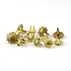 B  10Pcs High Quality Solid brass chrysanthemum prong conchos staples for leather bracelet belt decor Bag Strap Snap Hook 11mm/13mm