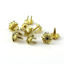 Load image into Gallery viewer, B  10Pcs High Quality Solid brass chrysanthemum prong conchos staples for leather bracelet belt decor Bag Strap Snap Hook 11mm/13mm