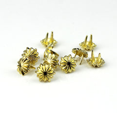 B  10Pcs High Quality Solid brass chrysanthemum prong conchos staples for leather bracelet belt decor Bag Strap Snap Hook 11mm/13mm