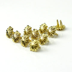 B  10Pcs High Quality Solid brass chrysanthemum prong conchos staples for leather bracelet belt decor Bag Strap Snap Hook 11mm/13mm