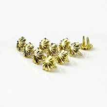 Load image into Gallery viewer, B  10Pcs High Quality Solid brass chrysanthemum prong conchos staples for leather bracelet belt decor Bag Strap Snap Hook 11mm/13mm