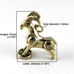 A 1pcs Solid Brass Sheep Pendant Decoration Animal Design Leather Bag Wallet Chain Decor Parts Pendant Jewelry Table Decoration