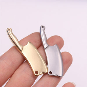 A 1pcs Solid Brass Kitchen Knife Charm Pendant Key Chain Keyring Decor Leather Craft DIY Decoration Gift Stainless Steel CLOXY