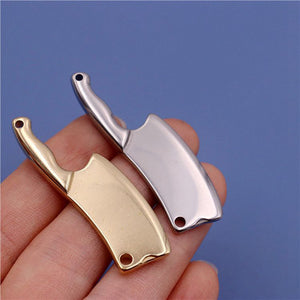 A 1pcs Solid Brass Kitchen Knife Charm Pendant Key Chain Keyring Decor Leather Craft DIY Decoration Gift Stainless Steel CLOXY