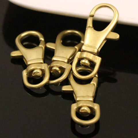 4pcs Small brass snap hooks classic swivel eye trigger clips clasps for leather craft bag purse strap chain webbing connecting