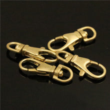 Load image into Gallery viewer, 4pcs Small brass snap hooks classic swivel eye trigger clips clasps for leather craft bag purse strap chain webbing connecting