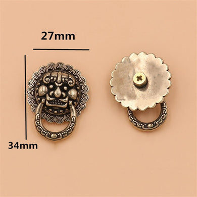 B 2Pcs Brass Lion Mythical Creatures Design Conchos Screwback Rivets Leather Craft Bag Wallet Chain Ring Connector Decor