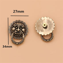 Load image into Gallery viewer, B 2Pcs Brass Lion Mythical Creatures Design Conchos Screwback Rivets Leather Craft Bag Wallet Chain Ring Connector Decor