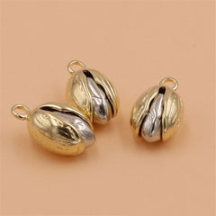 A 1x Brass/ Cupronickel Pistachio Shape Pendants Unique Key Pendants Leather Decor Accessories Solid Core