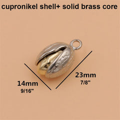 A 1x Brass/ Cupronickel Pistachio Shape Pendants Unique Key Pendants Leather Decor Accessories Solid Core