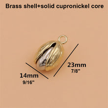 Afbeelding in Gallery-weergave laden, 1x Brass/ Cupronickel Pistachio Shape Pendants Unique Key Pendants Leather Decor Accessories Solid Core