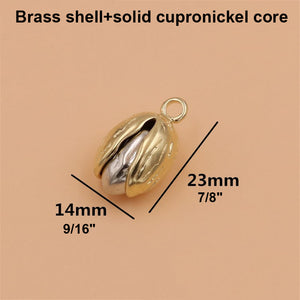 1x Brass/ Cupronickel Pistachio Shape Pendants Unique Key Pendants Leather Decor Accessories Solid Core