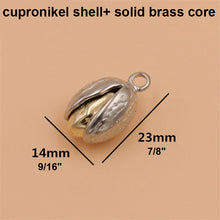 Afbeelding in Gallery-weergave laden, 1x Brass/ Cupronickel Pistachio Shape Pendants Unique Key Pendants Leather Decor Accessories Solid Core