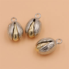 A 1x Brass/ Cupronickel Pistachio Shape Pendants Unique Key Pendants Leather Decor Accessories Solid Core