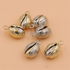 A 1x Brass/ Cupronickel Pistachio Shape Pendants Unique Key Pendants Leather Decor Accessories Solid Core