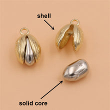 Load image into Gallery viewer, 1x Brass/ Cupronickel Pistachio Shape Pendants Unique Key Pendants Leather Decor Accessories Solid Core