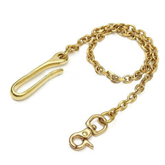 C 17.7" Solid Brass Fob Clip Waist chain with 2 hooks Trousers Jeans Wallet Men Belt Pants Keychain Metal Snap Hook DIY Accessory