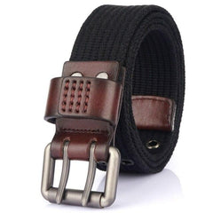 Canvas Belt Thickened Men's Double Pin Buckle Belt Fashion Casual Jeans Belt MN2021