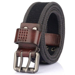 Canvas Belt Thickened Men's Double Pin Buckle Belt Fashion Casual Jeans Belt MN2021