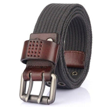 Cargar imagen en el visor de la galería, Canvas Belt Thickened Men&#39;s Double Pin Buckle Belt Fashion Casual Jeans Belt MN2021