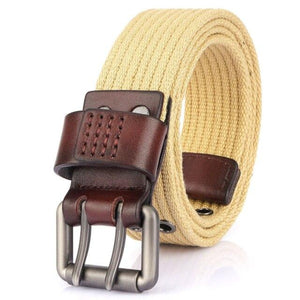 Canvas Belt Thickened Men's Double Pin Buckle Belt Fashion Casual Jeans Belt MN2021