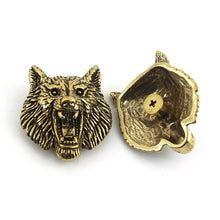 Load image into Gallery viewer, B 1 X Brass Wolf Demon Devil Conchos Screwback Material Animal Head Design Leather Bag Wallet Chain Button Rivet Connector