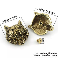 B 1 X Brass Wolf Demon Devil Conchos Screwback Material Animal Head Design Leather Bag Wallet Chain Button Rivet Connector