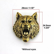 Load image into Gallery viewer, B 1 X Brass Wolf Demon Devil Conchos Screwback Material Animal Head Design Leather Bag Wallet Chain Button Rivet Connector