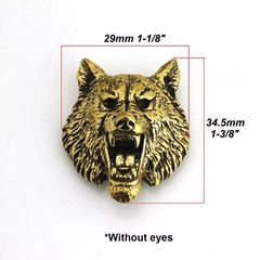 B 1 X Brass Wolf Demon Devil Conchos Screwback Material Animal Head Design Leather Bag Wallet Chain Button Rivet Connector