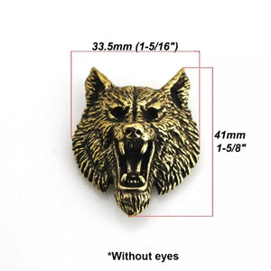 B 1 X Brass Wolf Demon Devil Conchos Screwback Material Animal Head Design Leather Bag Wallet Chain Button Rivet Connector