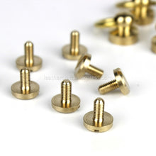Load image into Gallery viewer, B 10Pcs Solid Brass Ball Post Studs Rivet with D ring Screwback Round Head Nails Spots Spikes Leather Craft DIY Accessories