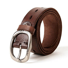 Genuine Leather For Men Natural Cowhide Alloy Pin Buckle Jeans Belt Cowskin Casual Belts Business Belt