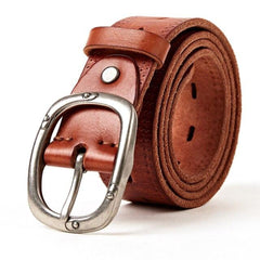 Genuine Leather For Men Natural Cowhide Alloy Pin Buckle Jeans Belt Cowskin Casual Belts Business Belt