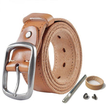 Carica l&#39;immagine nel visualizzatore di Gallery, Leather Alloy Pin buckle Soft Original Belt for Men Genuine Leather Without Interlayer Casual Belt