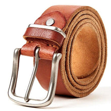 Carregar imagem no visualizador da galeria, Natural leather men&#39;s belt Soft Genuine Leather Masculine Jeans Belt&#39;s for men